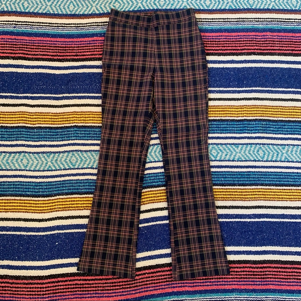 Urban Outfitters flare stretch plaid pants
